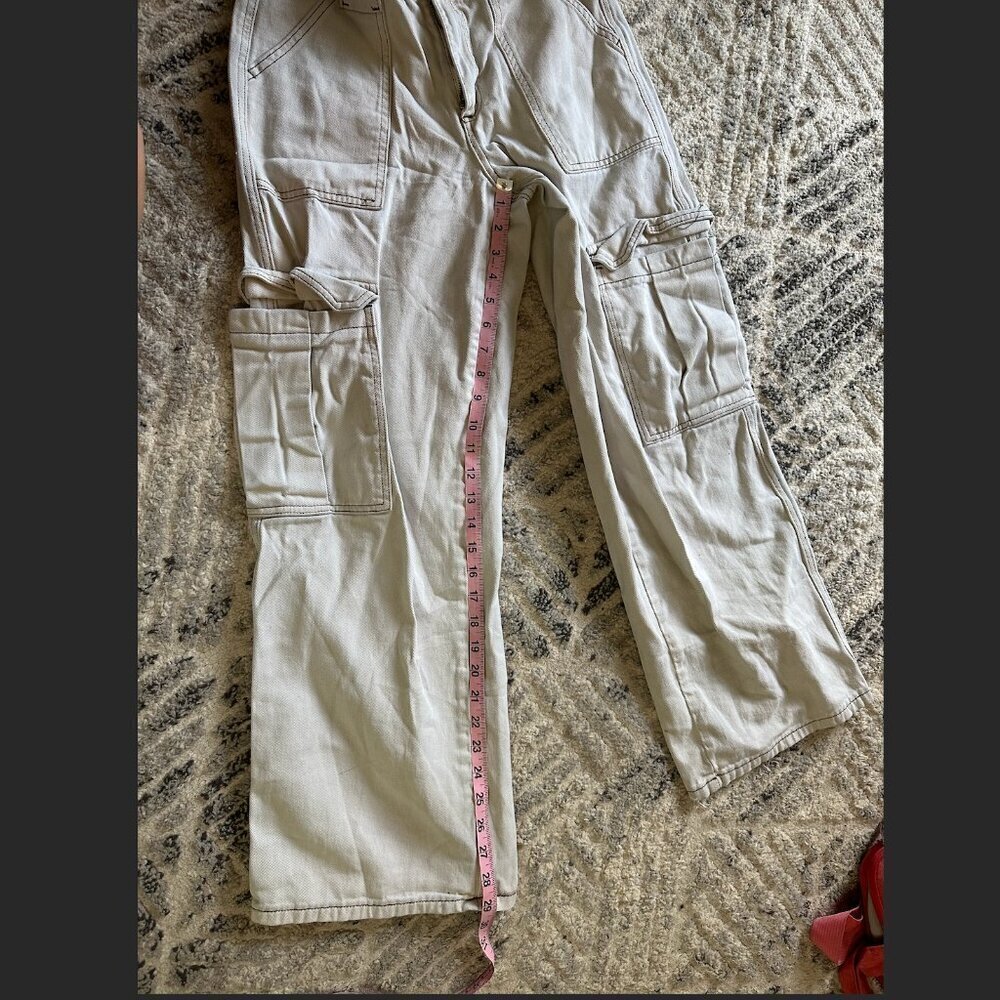 RSQ Women's Size 24 Off White Baggy Cargo pants High Rise Wide Leg - Picture 8 of 10